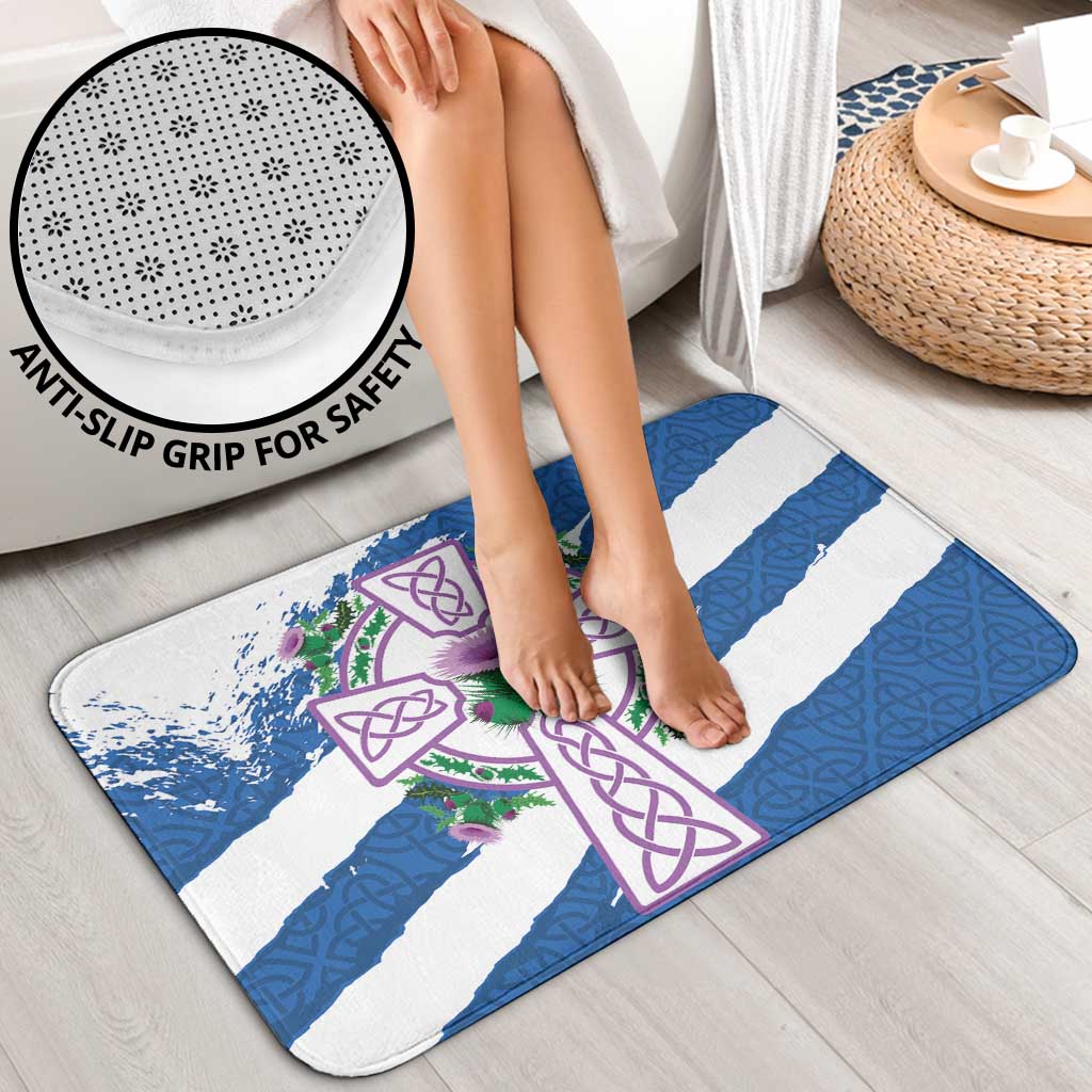 Scotland Celtic Cross Bathroom Set Thistle Flowers - Wonder Print Shop