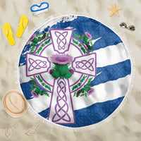 Scotland Celtic Cross Beach Blanket Thistle Flowers - Wonder Print Shop
