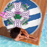 Scotland Celtic Cross Beach Blanket Thistle Flowers - Wonder Print Shop