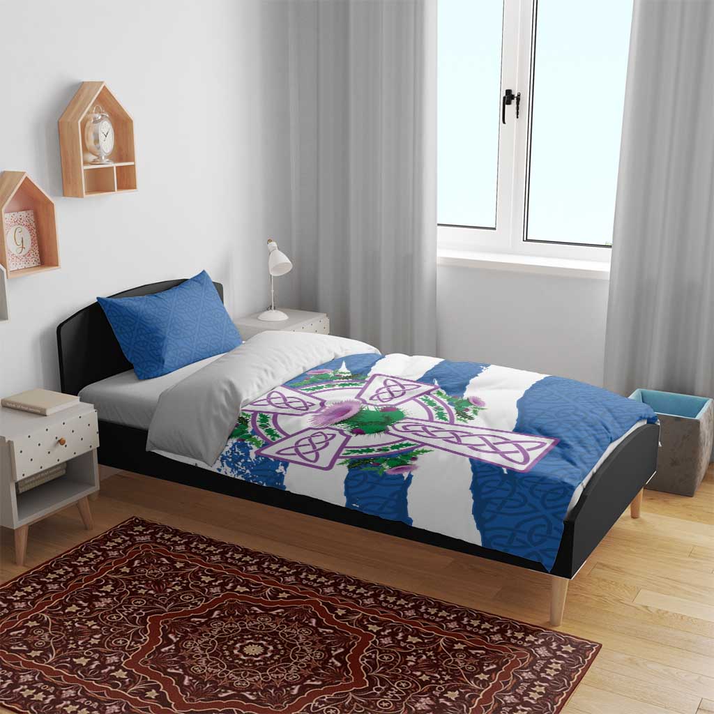 Scotland Celtic Cross Bedding Set Thistle Flowers - Wonder Print Shop