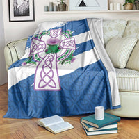 Scotland Celtic Cross Blanket Thistle Flowers - Wonder Print Shop