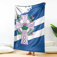 Scotland Celtic Cross Blanket Thistle Flowers - Wonder Print Shop