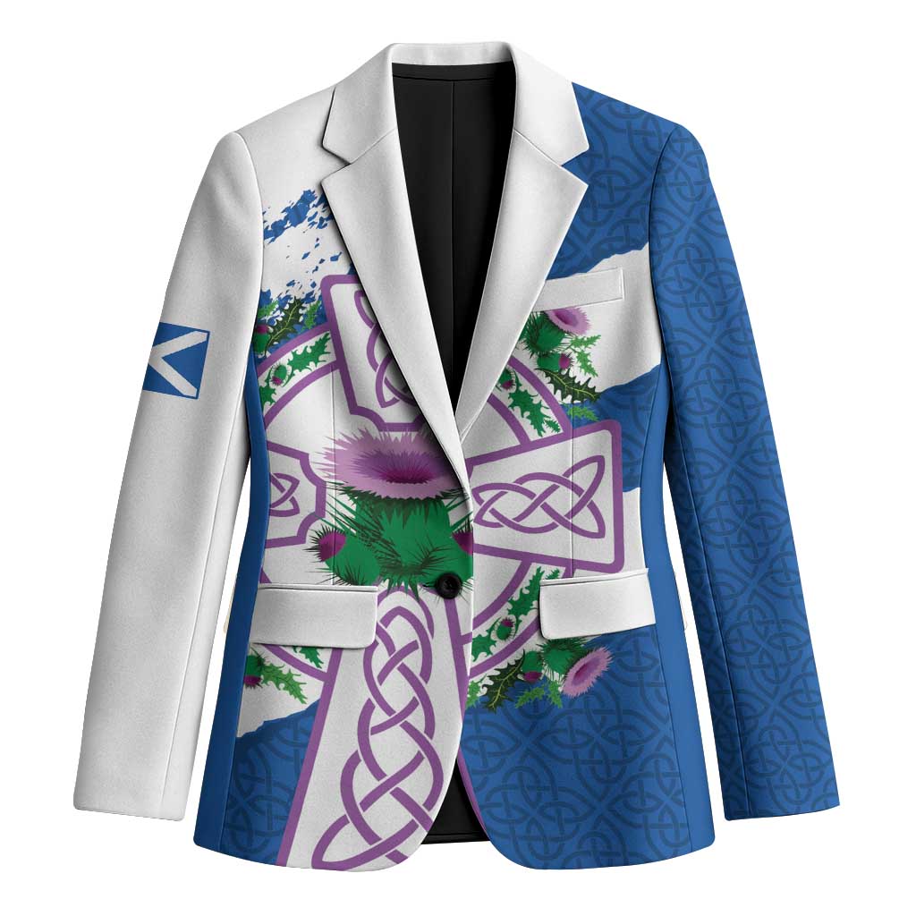 Scotland Celtic Cross Blazer Thistle Flowers - Wonder Print Shop