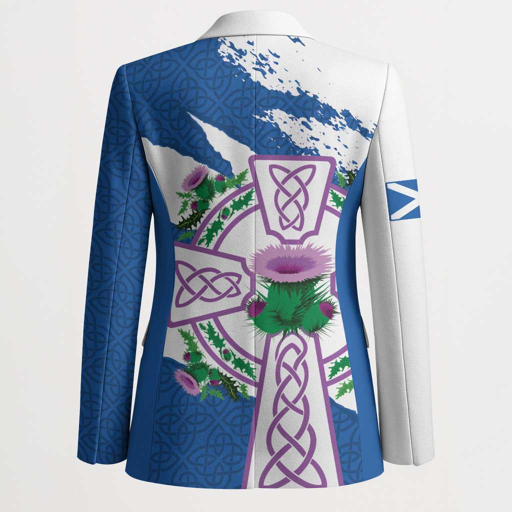 Scotland Celtic Cross Blazer Thistle Flowers - Wonder Print Shop