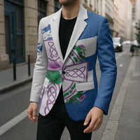 Scotland Celtic Cross Blazer Thistle Flowers - Wonder Print Shop