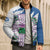 Scotland Celtic Cross Bomber Puffer Jacket Thistle Flowers - Wonder Print Shop