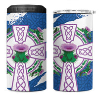 Scotland Celtic Cross 4 in 1 Can Cooler Tumbler Thistle Flowers - Wonder Print Shop