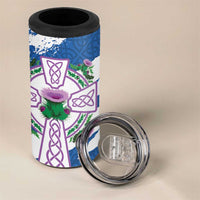 Scotland Celtic Cross 4 in 1 Can Cooler Tumbler Thistle Flowers - Wonder Print Shop