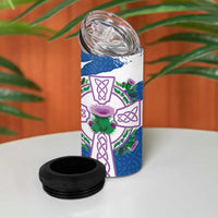 Scotland Celtic Cross 4 in 1 Can Cooler Tumbler Thistle Flowers - Wonder Print Shop