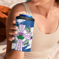 Scotland Celtic Cross 4 in 1 Can Cooler Tumbler Thistle Flowers - Wonder Print Shop