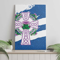 Scotland Celtic Cross Canvas Wall Art Thistle Flowers - Wonder Print Shop
