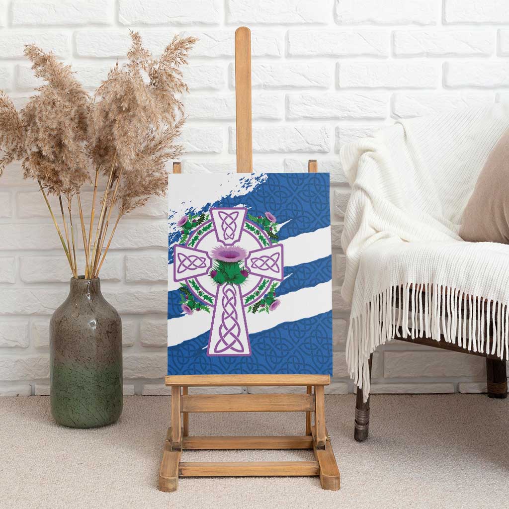 Scotland Celtic Cross Canvas Wall Art Thistle Flowers - Wonder Print Shop