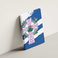 Scotland Celtic Cross Canvas Wall Art Thistle Flowers - Wonder Print Shop