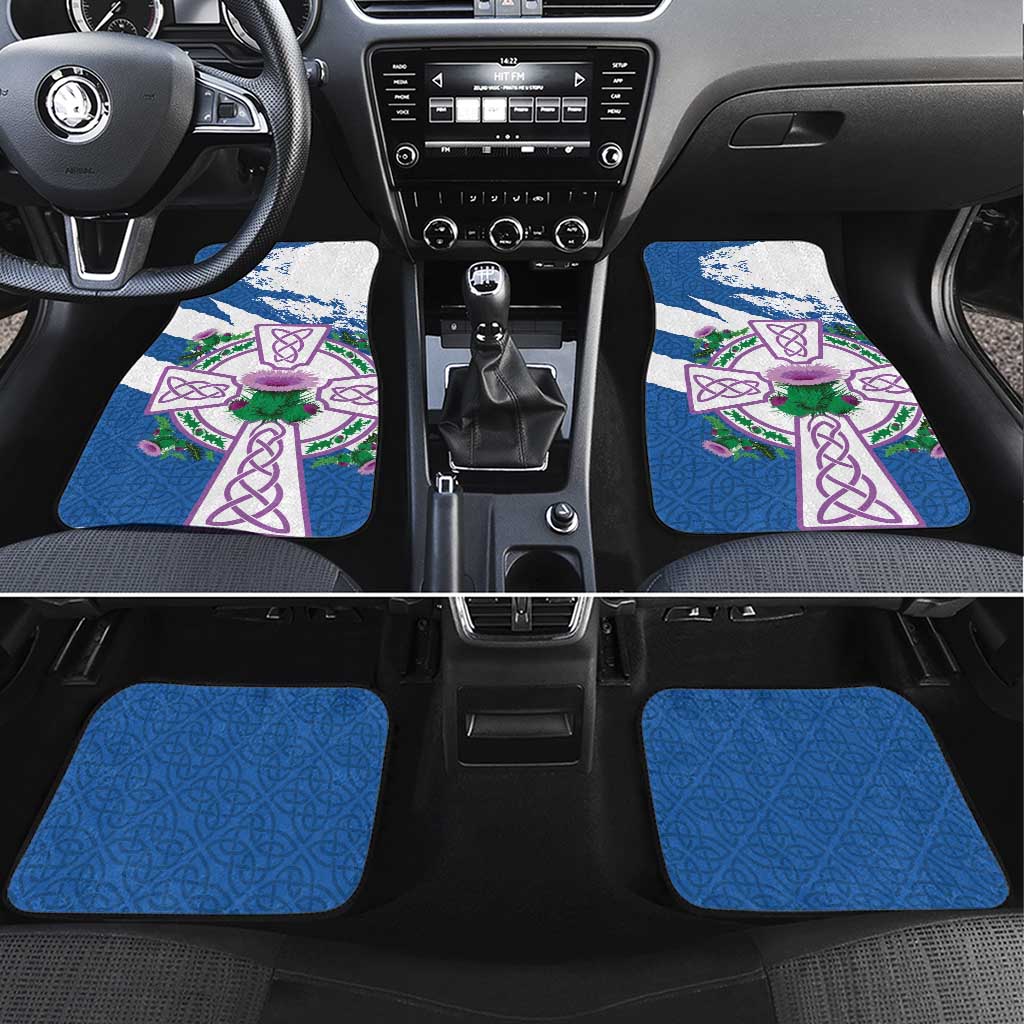 Scotland Celtic Cross Car Mats Thistle Flowers - Wonder Print Shop