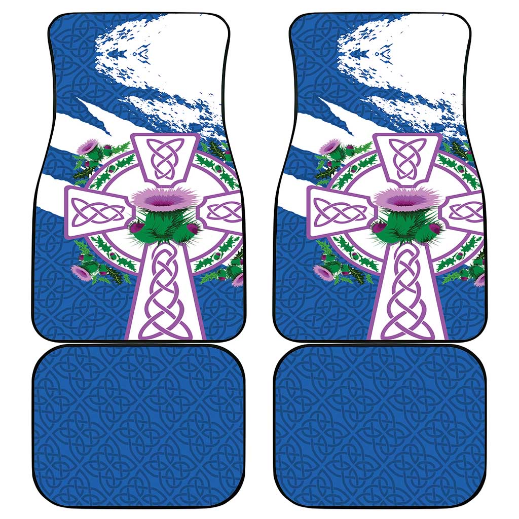 Scotland Celtic Cross Car Mats Thistle Flowers - Wonder Print Shop