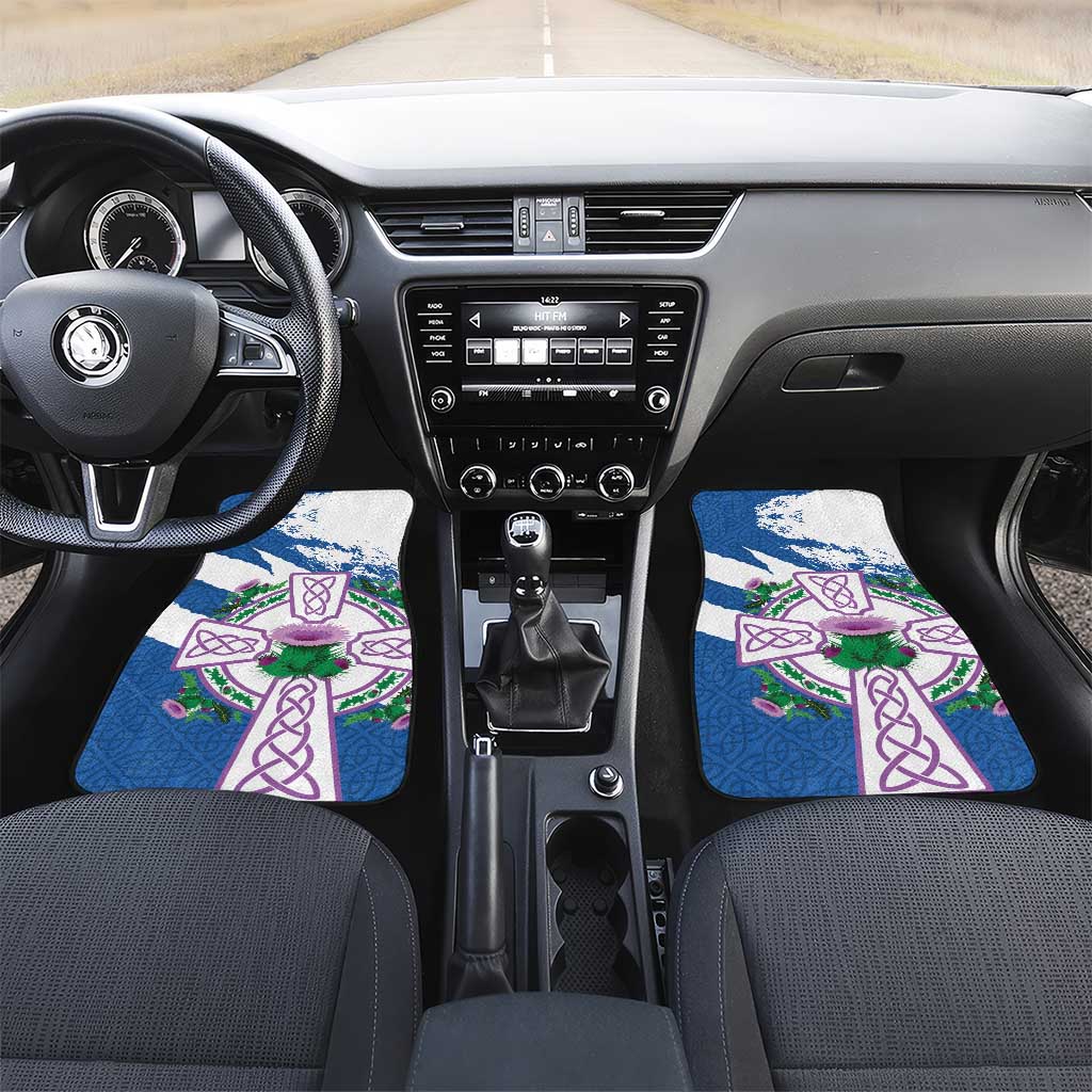 Scotland Celtic Cross Car Mats Thistle Flowers - Wonder Print Shop