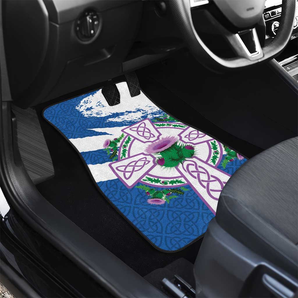 Scotland Celtic Cross Car Mats Thistle Flowers - Wonder Print Shop