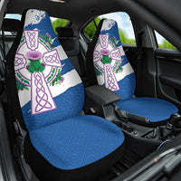 Scotland Celtic Cross Car Seat Cover Thistle Flowers - Wonder Print Shop
