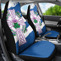 Scotland Celtic Cross Car Seat Cover Thistle Flowers - Wonder Print Shop