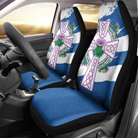 Scotland Celtic Cross Car Seat Cover Thistle Flowers - Wonder Print Shop