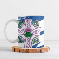 Scotland Celtic Cross Ceramic Mug Thistle Flowers - Wonder Print Shop