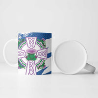Scotland Celtic Cross Ceramic Mug Thistle Flowers - Wonder Print Shop