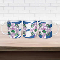 Scotland Celtic Cross Ceramic Mug Thistle Flowers - Wonder Print Shop