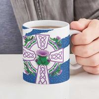 Scotland Celtic Cross Ceramic Mug Thistle Flowers - Wonder Print Shop