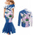 Scotland Celtic Cross Couples Matching Mermaid Dress and Long Sleeve Button Shirt Thistle Flowers - Wonder Print Shop