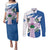 Scotland Celtic Cross Couples Matching Puletasi and Long Sleeve Button Shirt Thistle Flowers - Wonder Print Shop