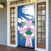 Scotland Celtic Cross Door Cover Thistle Flowers - Wonder Print Shop
