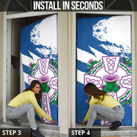 Scotland Celtic Cross Door Cover Thistle Flowers - Wonder Print Shop