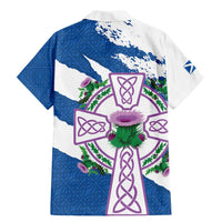 Scotland Celtic Cross Family Matching Mermaid Dress and Hawaiian Shirt Thistle Flowers - Wonder Print Shop