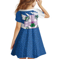 Scotland Celtic Cross Family Matching Off The Shoulder Long Sleeve Dress and Hawaiian Shirt Thistle Flowers - Wonder Print Shop
