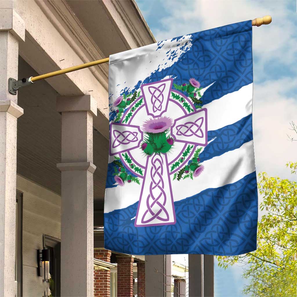 Scotland Celtic Cross Garden Flag Thistle Flowers - Wonder Print Shop