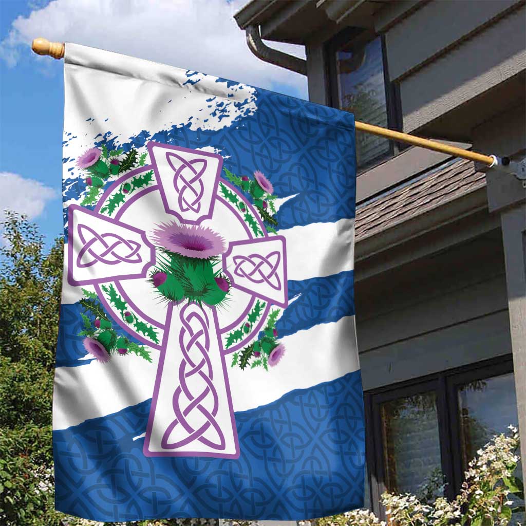 Scotland Celtic Cross Garden Flag Thistle Flowers - Wonder Print Shop