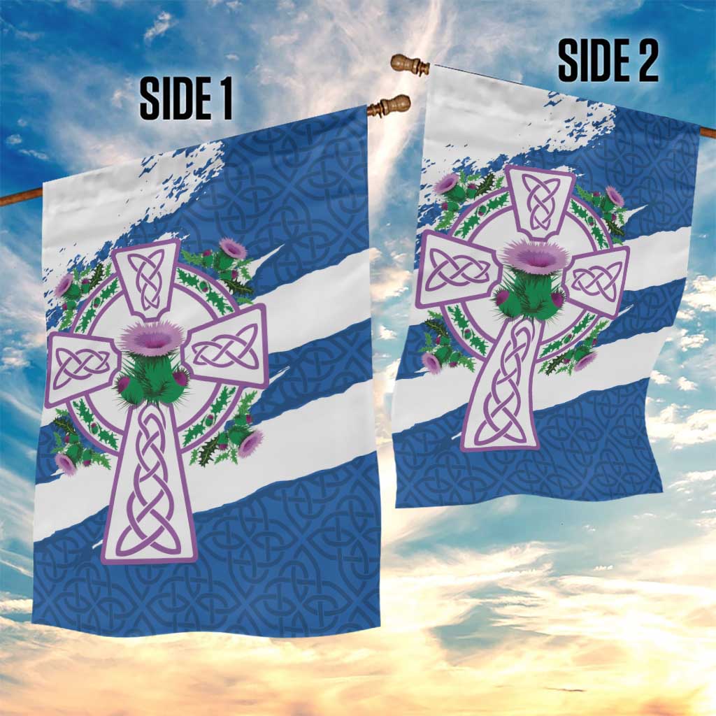Scotland Celtic Cross Garden Flag Thistle Flowers - Wonder Print Shop