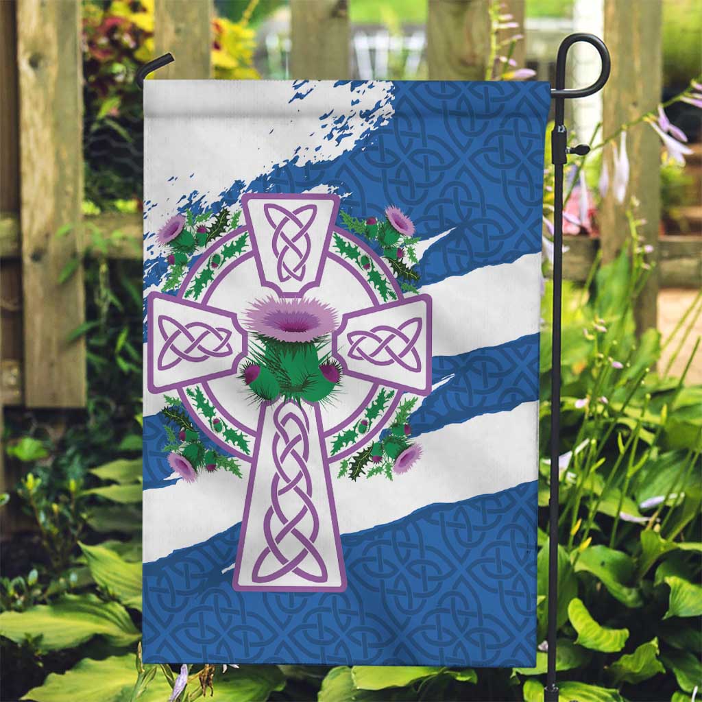 Scotland Celtic Cross Garden Flag Thistle Flowers - Wonder Print Shop