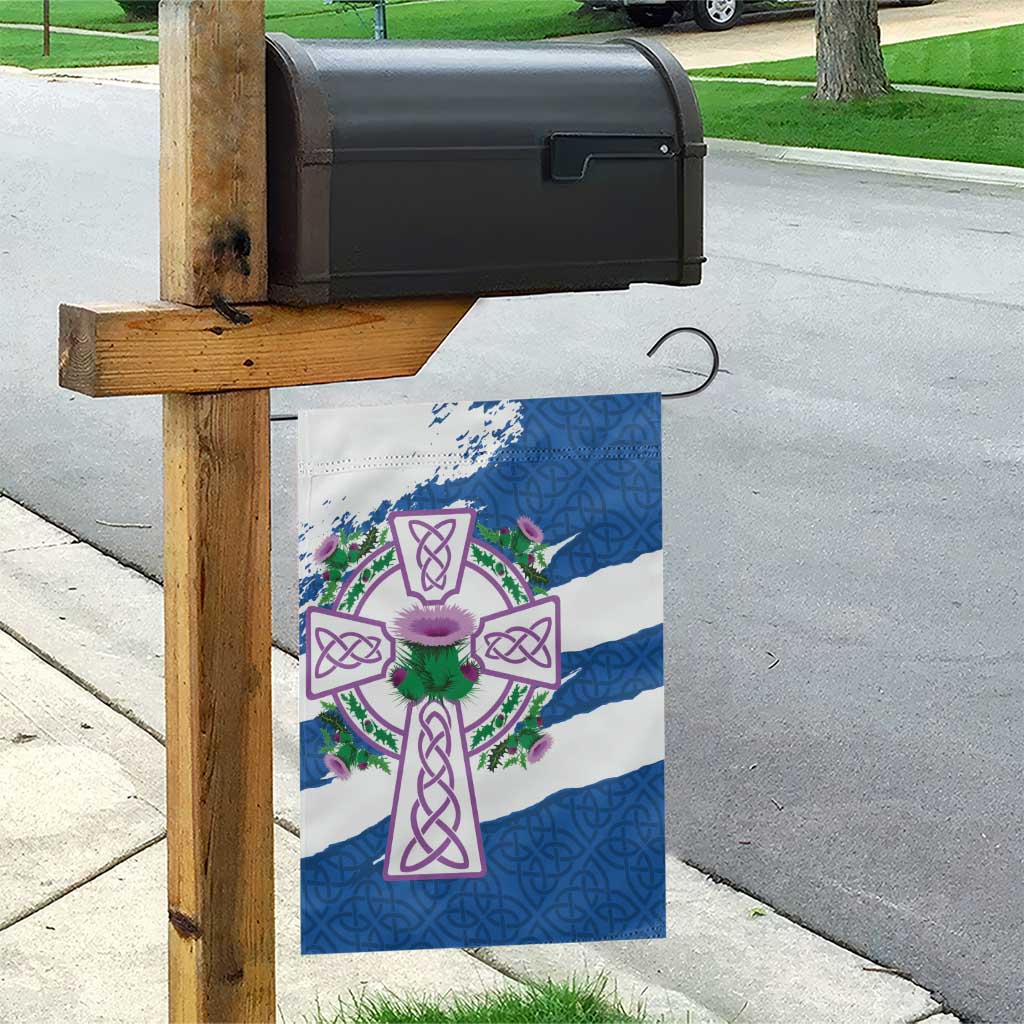 Scotland Celtic Cross Garden Flag Thistle Flowers - Wonder Print Shop