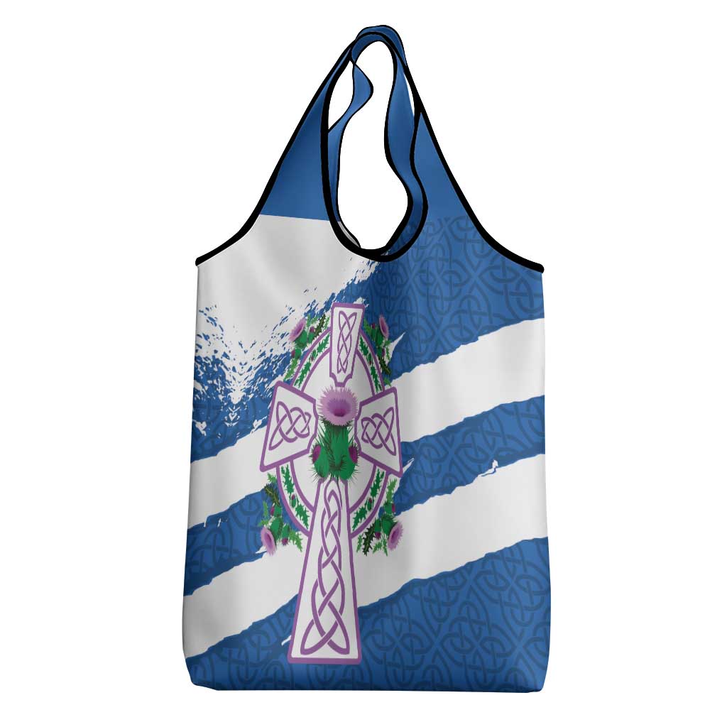 Scotland Celtic Cross Grocery Bag Thistle Flowers - Wonder Print Shop