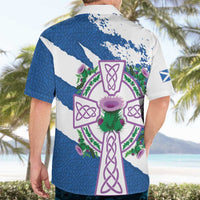 Scotland Celtic Cross Hawaiian Shirt Thistle Flowers - Wonder Print Shop