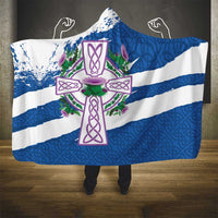 Scotland Celtic Cross Hooded Blanket Thistle Flowers - Wonder Print Shop