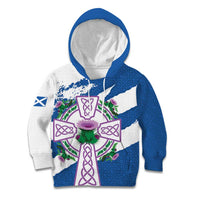 Scotland Celtic Cross Kid Hoodie Thistle Flowers - Wonder Print Shop