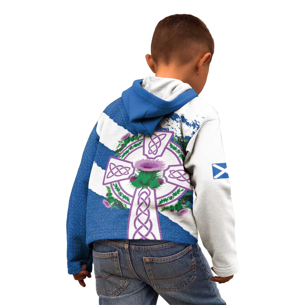Scotland Celtic Cross Kid Hoodie Thistle Flowers - Wonder Print Shop
