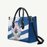 Scotland Celtic Cross Leather Bag Thistle Flowers - Wonder Print Shop