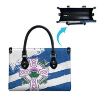Scotland Celtic Cross Leather Bag Thistle Flowers - Wonder Print Shop