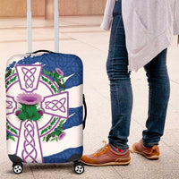 Scotland Celtic Cross Luggage Cover Thistle Flowers - Wonder Print Shop
