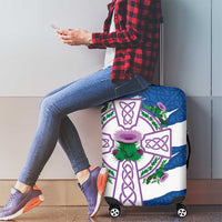 Scotland Celtic Cross Luggage Cover Thistle Flowers - Wonder Print Shop