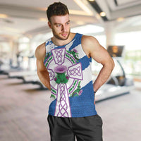 Scotland Celtic Cross Men Tank Top Thistle Flowers - Wonder Print Shop