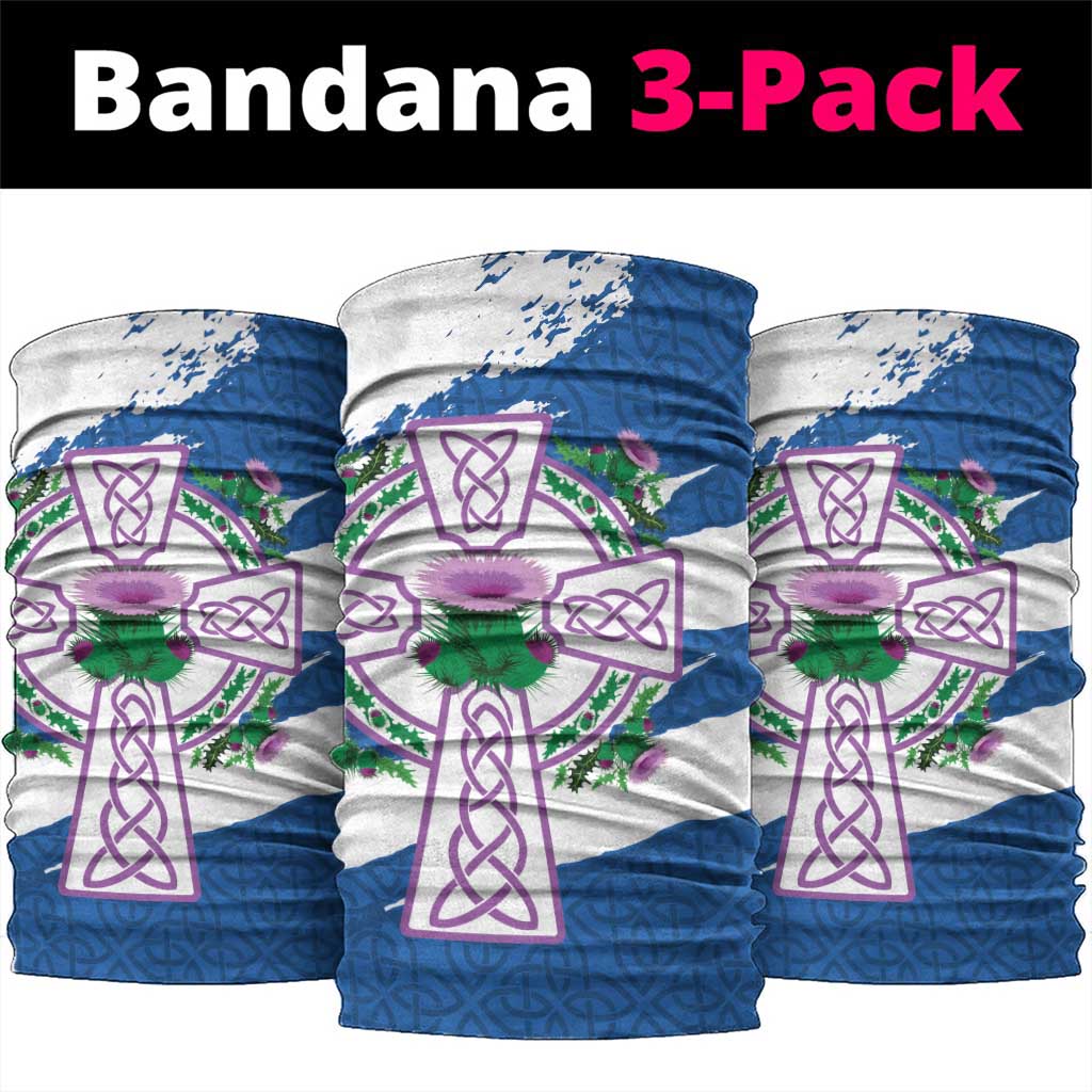 Scotland Celtic Cross Neck Gaiter Thistle Flowers - Wonder Print Shop